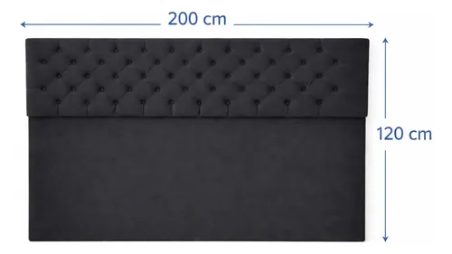 Respaldo De Cama Capitone King 200x120cm King-house Pana Gris/grafito