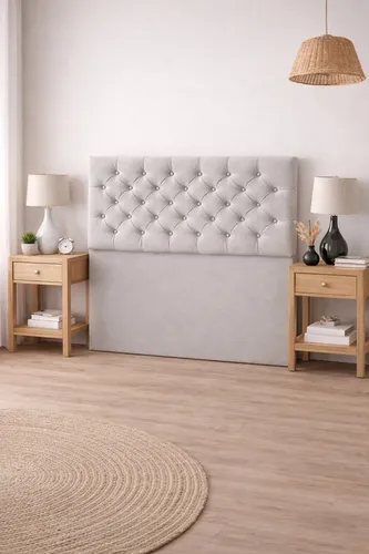 Respaldo De Cama Capitone 1 Plaza 100x120cm King-house Pana Gris