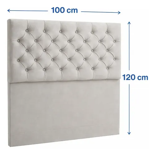 Respaldo De Cama Capitone 1 Plaza 100x120cm King-house Pana Gris