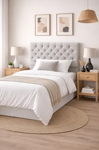 Respaldo De Cama Capitone 1 Plaza 100x120cm King-house Pana Gris