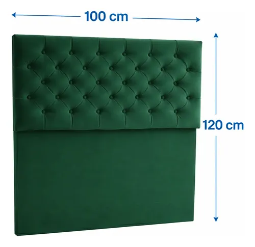 Respaldo De Cama Capitone 1 Plaza 100x120cm King-house Pana Verde