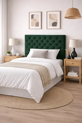 Respaldo De Cama Capitone 1 Plaza 100x120cm King-house Pana Verde