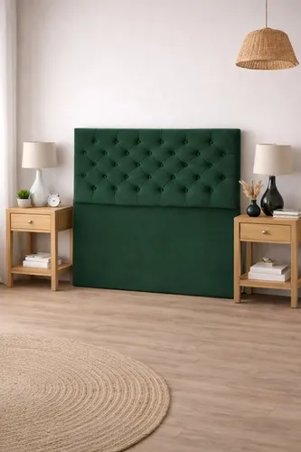 Respaldo De Cama Capitone 1 Plaza 100x120cm King-house Pana Verde