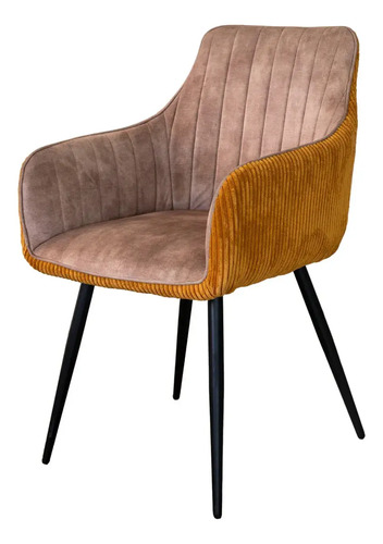 Set X2 Silla Sillón Comedor Kameron Terciopelo Camel/naranj Aterciopelado Negro Camel/naranja