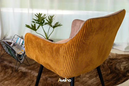 Set X2 Silla Sillón Comedor Kameron Terciopelo Camel/naranj Aterciopelado Negro Camel/naranja