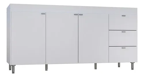 Bajo Mesada Cocina Orlandi 3puertas 3cajones Blanco Melamina Blanco