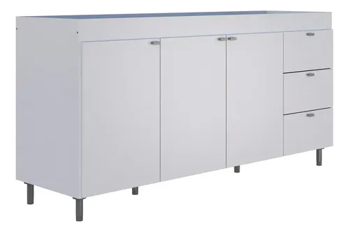 Bajo Mesada Cocina Orlandi 3puertas 3cajones Blanco Melamina Blanco