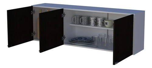Alacena Cocina Orlandi 3 Puertas Organizador Estante Bla/wen Blanco/wengue