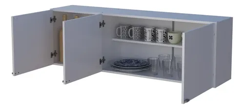Alacena Mueble Cocina Melamina Orlandi 1.40 Organizador Color Blanco 4021 3p