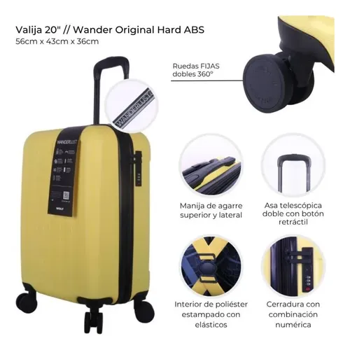 Valija Wander Original Wanderlust Resistente Y Ligera Amarillo Rígida