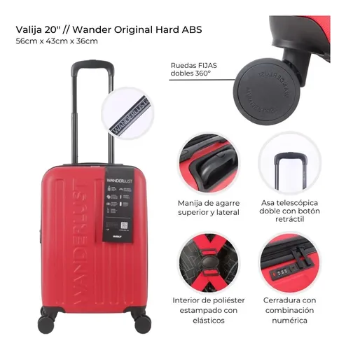 Valija Rígida Original Hard Abs Wanderlust Resistente Rojo Rígida