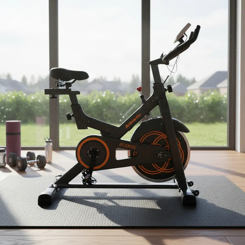 Bicicleta Spinning Fija Vertical Athletic Disco 8kg Negro