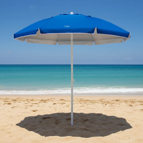 Sombrilla De Playa Vonne 2m C/bolso De Transporte Azul Lisa