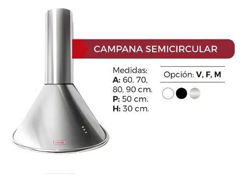 Campana Acero 60 Cm Semicircular Anderson C/motor King-house Acero