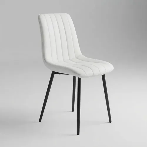 Set X4 Silla De Comedor Blanca Con Respaldo Aterciopelado Terciopelo Negro Blanco
