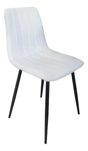 Set X4 Silla De Comedor Blanca Con Respaldo Aterciopelado Terciopelo Negro Blanco