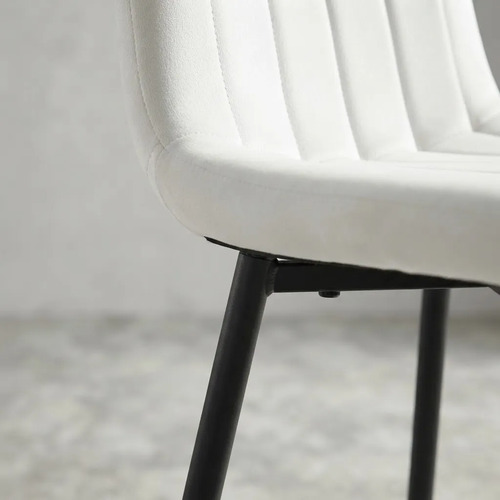 Set X4 Silla De Comedor Blanca Con Respaldo Aterciopelado Terciopelo Negro Blanco