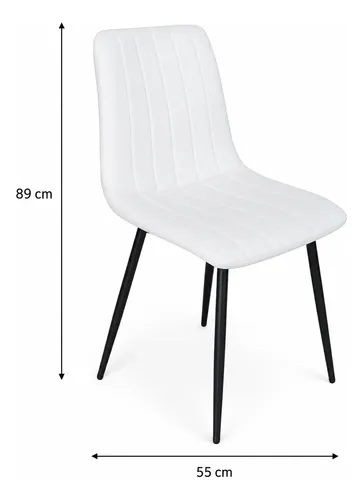 Set X4 Silla De Comedor Blanca Con Respaldo Aterciopelado Terciopelo Negro Blanco