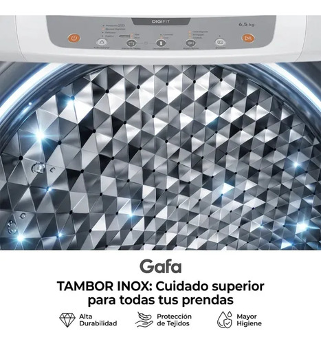 Lavarropas Automático Gafa Digifit Blanco 6.5kg 220 v