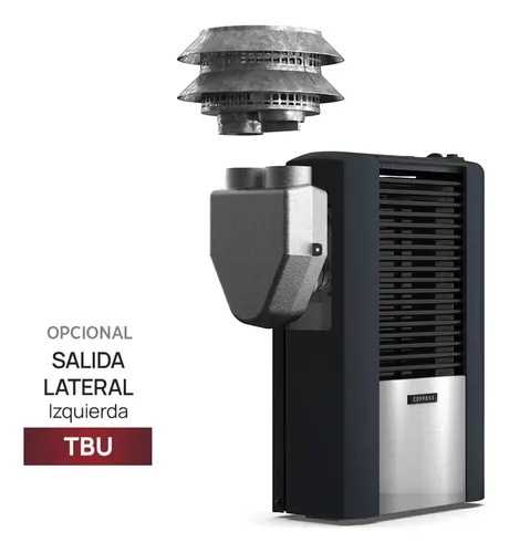 Calefactor Coppens 2500 Tbu Izquierdo Peltre Ii Acero Grafito