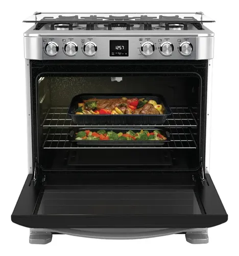 Cocina A Gas Drean 76cm Inoxidable Luz Encendido Timer Tapa Grill Cd7609ei