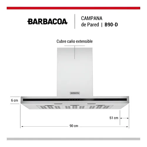 Campana Ormay Barbacoa B90 D Inox. 190w/luz Led 3v Gris