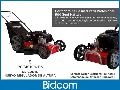 Cortadora De Césped A Nafta Petri 3004003 Con Bolsa 42l Motor 5hp Rojo
