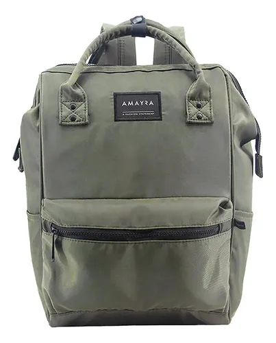 Mochila Mujer Urbana Amayra Liviana Verde Militar Verde Militar