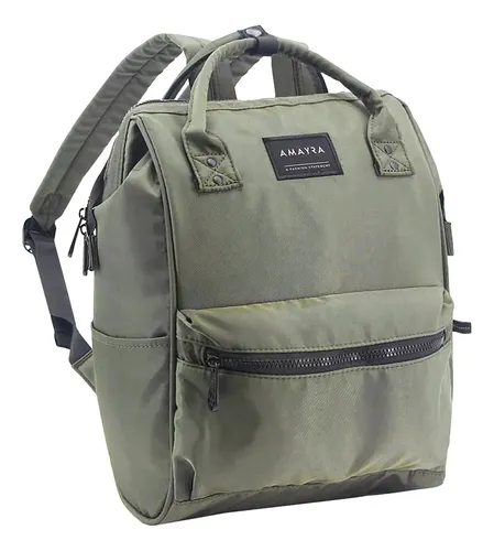Mochila Mujer Urbana Amayra Liviana Verde Militar Verde Militar