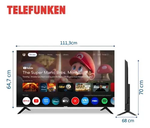 Led Smart 50  Telefunken 4k Google Tv Tk5026ug6g