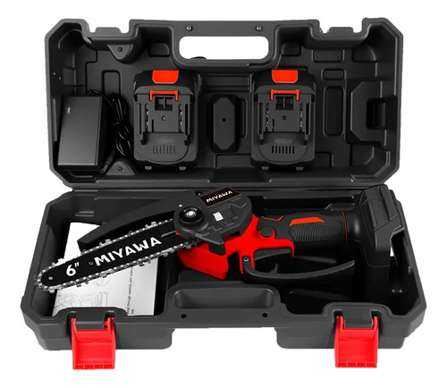 Sierra De Poda Inalámbrica Miyawa 20v 2 Baterias Cargador Negro