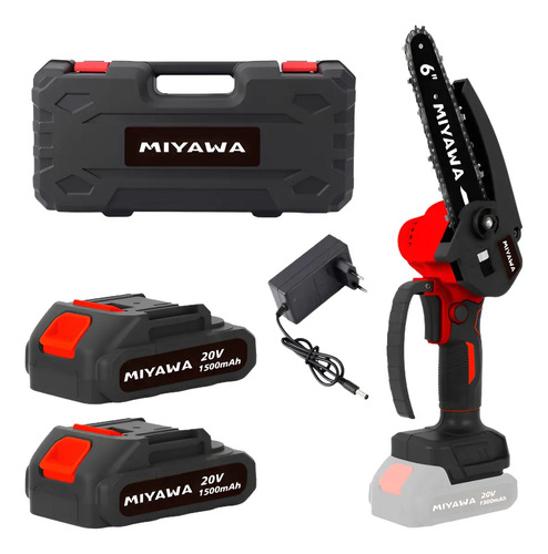 Sierra De Poda Inalámbrica Miyawa 20v 2 Baterias Cargador Negro