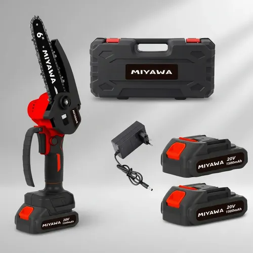 Sierra De Poda Inalámbrica Miyawa 20v 2 Baterias Cargador Negro