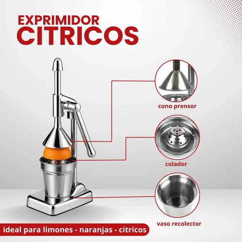 Exprimidor Cítricos A Palanca De Acero Inoxidable Plateado