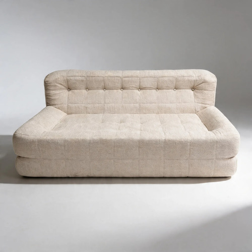 Sillón Doble King-house Camelia Alta Densidad En Caja Crema Liso