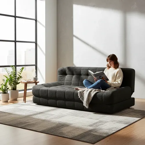 Sillón King-house Camelia Tela Alta Densidad 2 Cuerpos Negro Liso