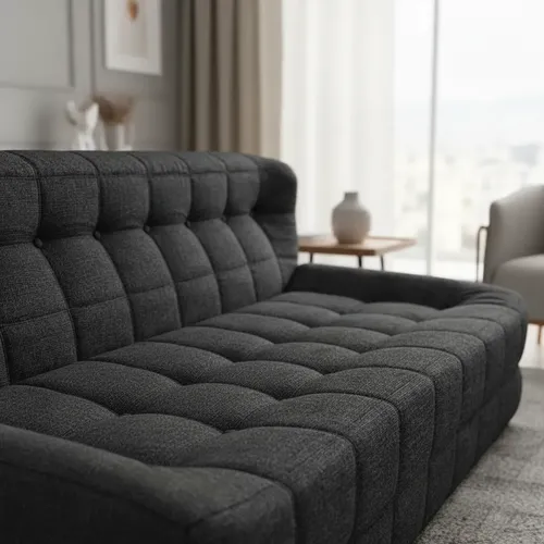 Sillón King-house Camelia Tela Alta Densidad 2 Cuerpos Negro Liso