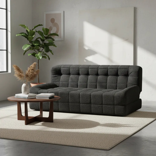 Sillón King-house Camelia Tela Alta Densidad 2 Cuerpos Negro Liso