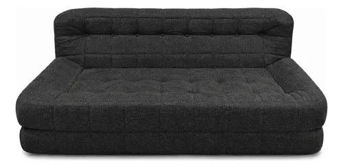 Sillón King-house Camelia Tela Alta Densidad 2 Cuerpos Negro Liso