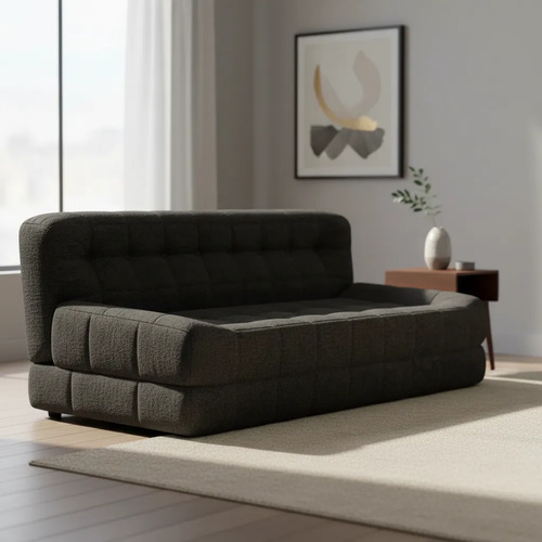 Sillón King-house Camelia Tela Alta Densidad 2 Cuerpos Negro Liso