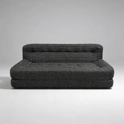 Sillón King-house Camelia Tela Alta Densidad 2 Cuerpos Negro Liso