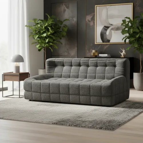 Sillón 3 Cuerpos King House Camelia Alta Densidad Premium Gris Oscuro Capitoné