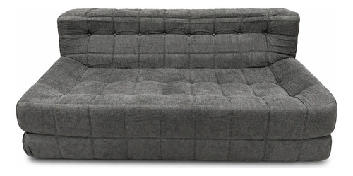 Sillón 3 Cuerpos King House Camelia Alta Densidad Premium Gris Oscuro Capitoné