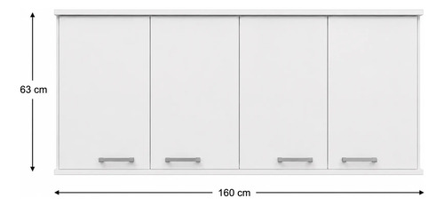 Alacena Melamina 1.60 M Platinum 4 Puertas 3 Estantes Blanca Blanco
