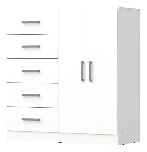 Comoda Cajonera Chifonier 120cm Corredera Metalicas Blanco Blanco