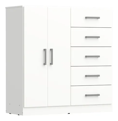Comoda Cajonera Chifonier 120cm Corredera Metalicas Blanco Blanco