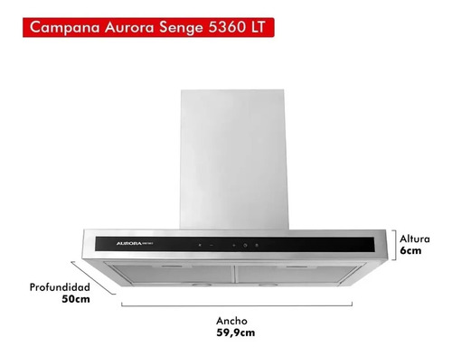 Campana Acero 0.60 Aurora Lcd Touch Senge 5360 5 Vel C/motor Acero