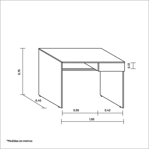 Escritorio Platinum 9038 De Melamina Con Cajón Y Estante Gris Andino