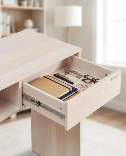 Escritorio Platinum 9038 De Melamina Con Cajón Y Estante Gris Andino