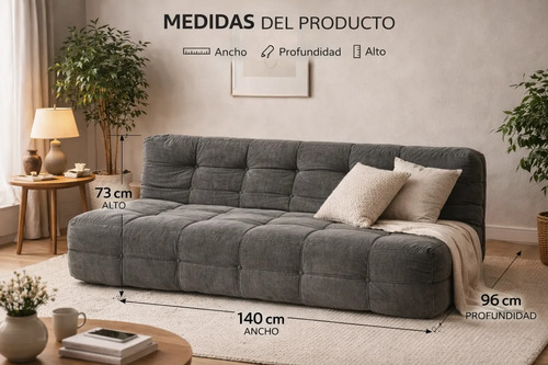Sillón King-house Camelia 2 Cuerpos Alta Densidad Gris Oscur Gris Oscuro Liso